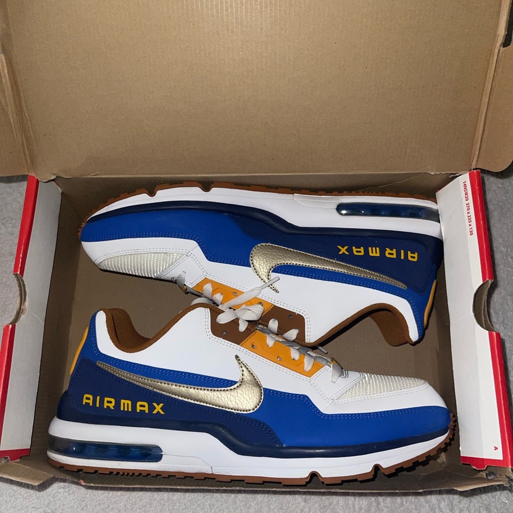 Nike Air Max LTD 3 Premium White, Blue, and Gold Sneakers